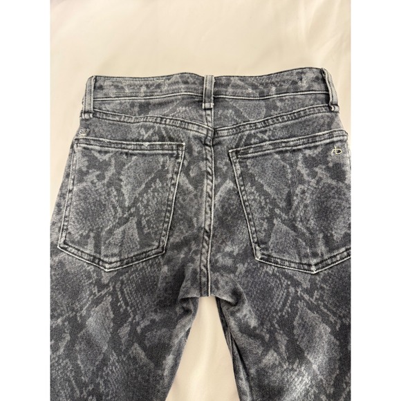 Rag & Bone Cate Mid-Rise Ankle Skinny Jeans Grey Snake Print Distressed 24 - Picture 11 of 12